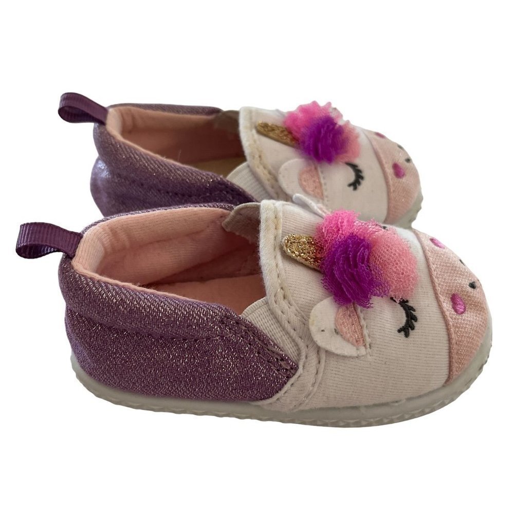 wonder nation Pink, Purple & Gold Unicorn Slip-On Baby Shoes